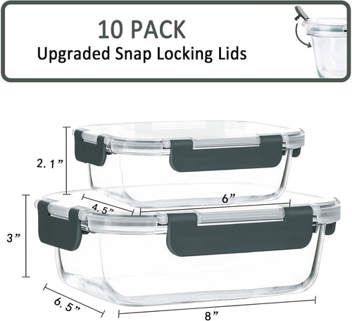 Glass Meal Prep Containers Set