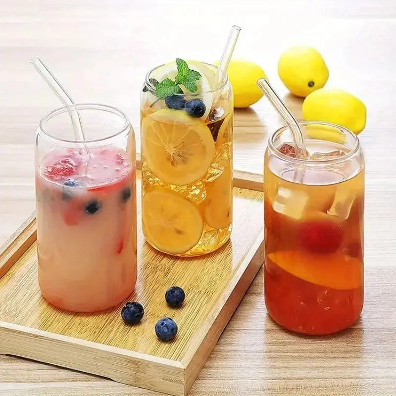 Chic Bamboo-Lid Glass Cups Set
