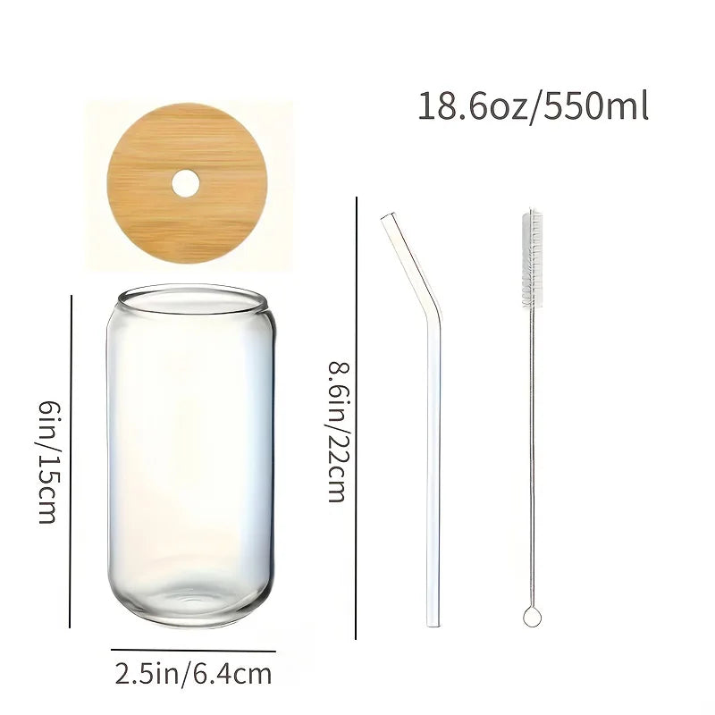 Chic Bamboo-Lid Glass Cups Set